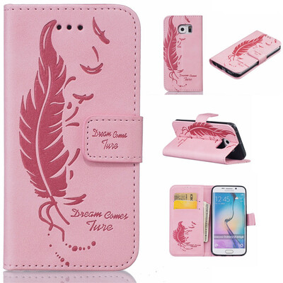 

Pink Plumes and birds Embossed PU Leather Wallet Case Classic Flip Cover with Stand Function and Credit Card Slot for SAMSUNG Gala