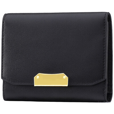 

Ma Lianan cowhide fashion simple short paragraph wallet sweet wild 3 fold female wallet black