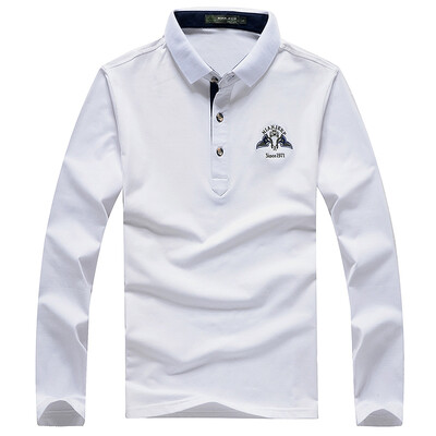

Jeep Shield Polo Shirt Мужская футболка с длинным рукавом Lapel Solid POLO Shirt D9288 White M