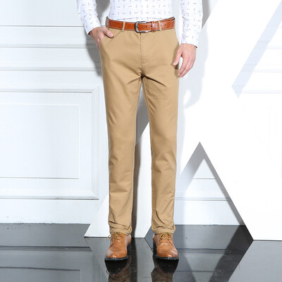 

Богатые воротник FORTEI случайные брюки мужчины прямой мужской моды случайные брюки простой сплошной цвет хаки брюки 16042FT833 38