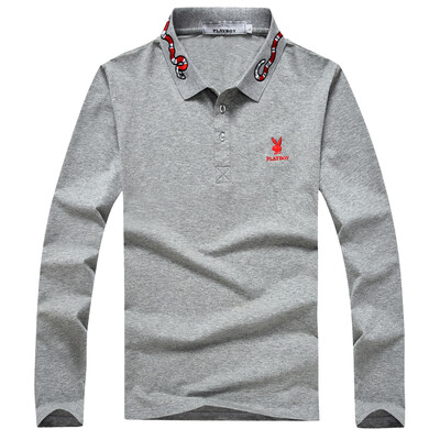 

Playboy PLAYBOY футболка Мужская повседневная случайная рубашка-поло с длинным рукавом лацкан футболка 16001PL1903 серый XL
