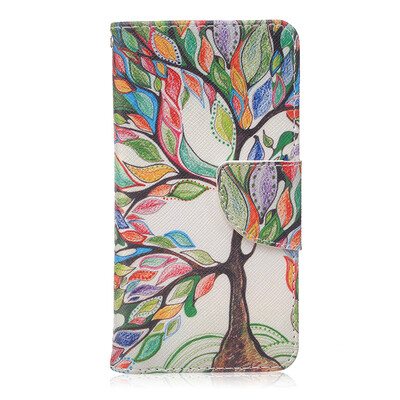 

Colorful tree Design PU Leather Flip Cover Wallet Card Holder Case for BQ Aquaris M5