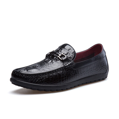 

Playboy (PLAYBOY ESTABLISHED 1953) Мужская классическая деловая повседневная кожаная обувь Crocodile Velcro Shoes Повседневная обувь для горошек Мужская обувь 7AW568015D01 Black 42