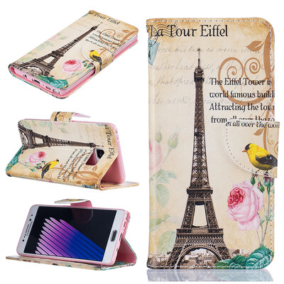 

Париж башня Дизайн Кожа PU откидная крышка бумажника карты держатель чехол для SAMSUNG GALAXY Note 7