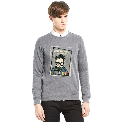 

Antarctic sweater men fashion round tide male cartoon print cotton casual men long sleeve sweater NJR816 black M