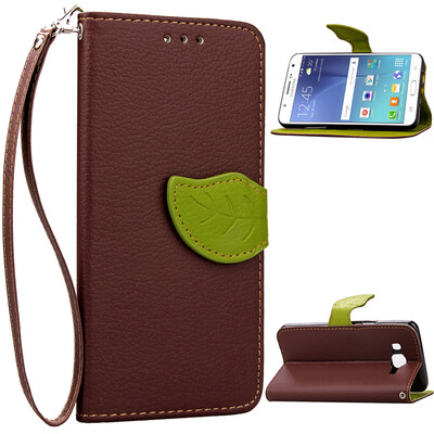 

Brown Design PU Leather Flip Cover Wallet Card Holder Case for Samsung Galaxy J5