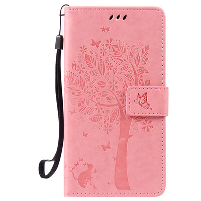 

Pink Tree Design PU Leather Flip Cover Wallet Card Holder Case for One Plus Three