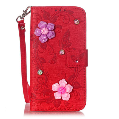

Red Butterfly Style PU Leather Flip Cover Wallet Card Holder Case for IPHONE 6