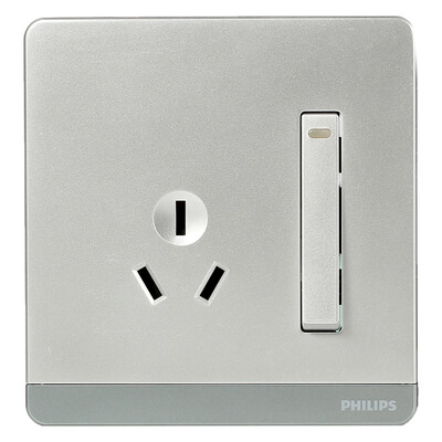 

Philips (Филипс) убегающих серии переключатель гнездо 16A розетка трехконтактная с выключателем серебра текстуры