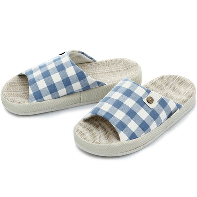 

Jingdong supermarket] three Lee cotton Korean home slippers men and women adult couple models non-slip breathable spring and autumn winter indoor cotton towel color pattern for 39-40 yards