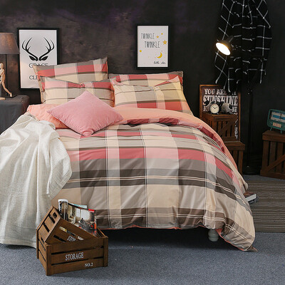 Bejirog grids cotton bed setbed kit duvet coverbed sheetpillowcase