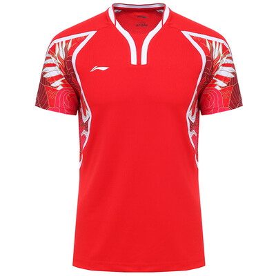 

Li Ning LI-NING AAYL121-1 Badminton Men&39s Competition Tops Flame Red