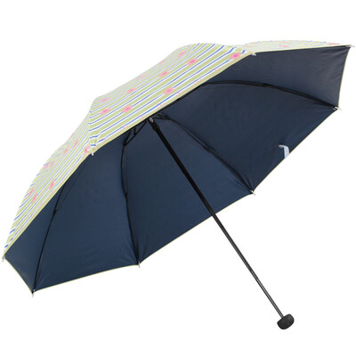 

[Jingdong supermarket] umbrella umbrella UPF50 + Symphony blue plastic silk screen striped flower three fold black bar steel sunny umbrella sun umbrella skin color 30053ELCJ
