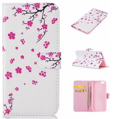 

peach blossom Design PU Leather Flip Cover Wallet Card Holder Case for IPHONE 6 PLUS/6S PLUS