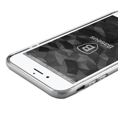 

Baseus iphone7plus mobile phone shell Apple 7plus transparent protective cover all-inclusive anti-fall hard frame 55 inch silicone soft shell silver