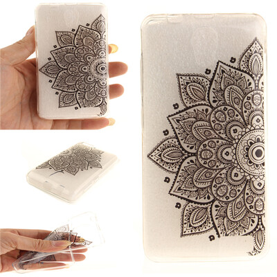 

Black half flower Pattern Soft Thin TPU Rubber Silicone Gel Case Cover for Lenovo A319