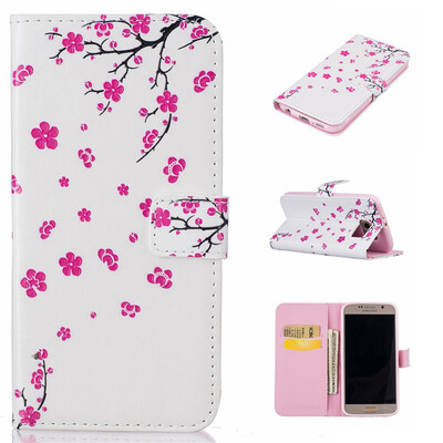 

peach blossom Design PU Leather Flip Cover Wallet Card Holder Case for SAMSUNG Galaxy S6