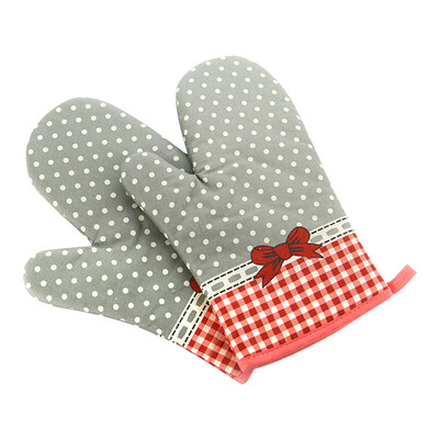 

Jingdong supermarket] kitchen and the United States baking gloves cotton high temperature microwave oven oven gloves insulation anti-hot anti-skid thickening high temperature gloves 2 only installed bow