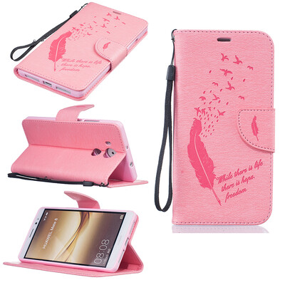 

Розовые перья и птицы Стиль Чеканка Классическая флип-чехол с функцией подставки и слот для кредитных карт для HUAWEI Mate 8