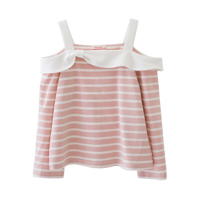 

Flosse Flordeer French children's clothing girl's striped striped long-sleeved T-shirt bottoming shirt F71043 pink 130