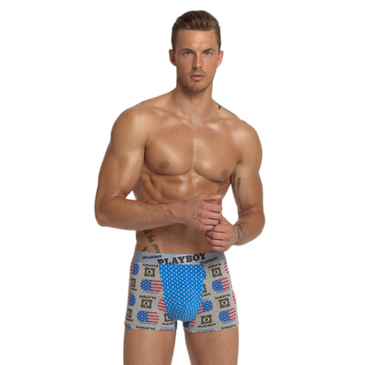 

Playboy PLAYBOY 5277 Men&39s underwear Male flat pants increase youth breathable waist four corners underwear Male 1 set US flag