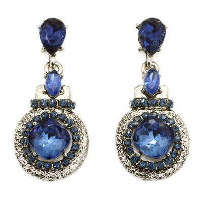 

Women Ladies Retro Elegant Blue Crystal Rhinestone Ear Stud Earrings Jewelry
