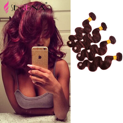 

7A Бургундии бразильских волос Weave Bundles 99J бразильской Девы волос тела волны Красный цвет человеческих волос 4 пачки Бразильская волна тела