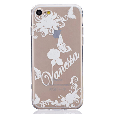 

White butterfly Pattern Soft Thin TPU Rubber Silicone Gel Case Cover for IPHON 7