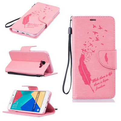 

Розовые перья и птицы Стиль Чеканка Классическая флип-чехол с функцией подставки и слот для кредитных карт для SAMSUNG GALAXY A3 2016/A310