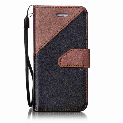 

Черный + коричневый дизайн PU кожаный бумажник чехол Классический откидная крышка с подставкой Функция и слот кредитной карты для