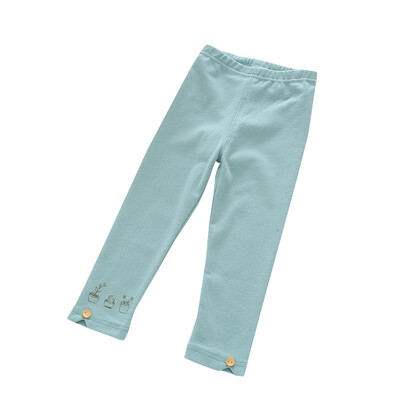 

Ou Mai Beibei plant potted children's leggings girl leggings children's trousers Qiuku pants M0013 bean green 110