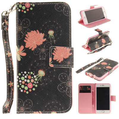 

Colorful flowers Design PU Leather Flip Cover Wallet Card Holder Case for IPHONE 66S