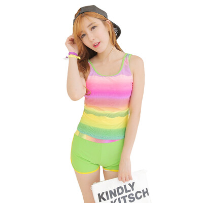 

Qiaohai (QIHAI) 5226-3 new women split angle swimsuit small chest gather was thin covered belly conservative hot spring split swimsuit L number blue