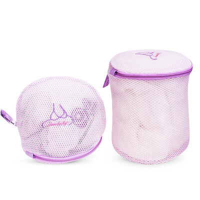 

Set of 2 YiFan Bra Laundry Bag 3D Embroidered Sandwich Fabric Underwear Washing Bag Ms Private Products Cleaning Care Fine Net Two-Piece Set Pink Purple