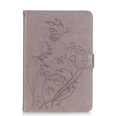 

Gray Flower Design PU Leather Flip Cover Wallet Card Holder Case for IPAD 6