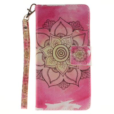 

Pink flower Design PU Leather Flip Cover Wallet Card Holder Case for HUAWEI P9 Lite