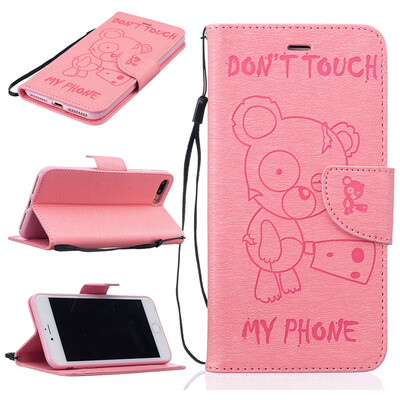 

Pink Bear Embossed PU Leather Wallet Case Classic Flip Cover with Stand Function and Credit Card Slot for IPHONE 7 PLUS/7S PLUS