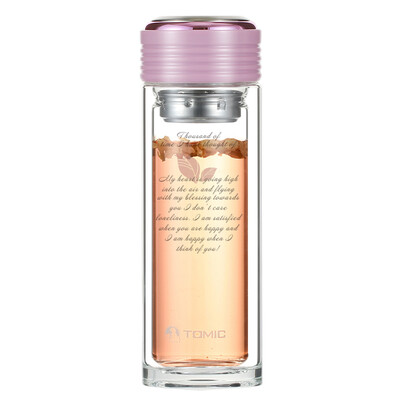 

Terry engraved (TOMIC) glass double transparent water cup heat-resistant tea tea bubble tea cup 1BSB9510