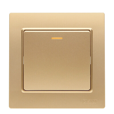 

Zhengtai CHNT socket panel switch socket three open double control champagne gold 7L series