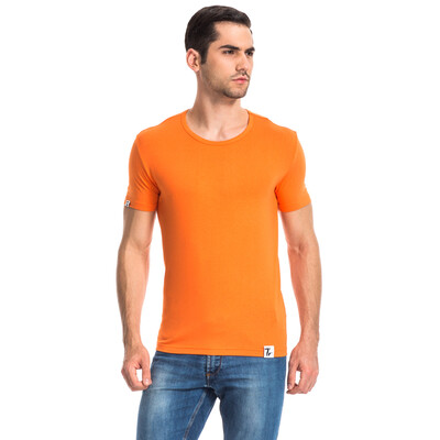 

Jingdong supermarket] three guns men short-sleeved Shu skin Laika cotton round neck short sleeve men's shirt orange