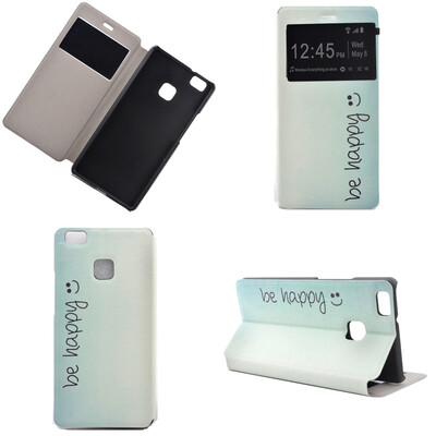 

Butterfly Smile Design PU Leather Flip Cover Wallet Card Holder Case for Huawei P9 Lite