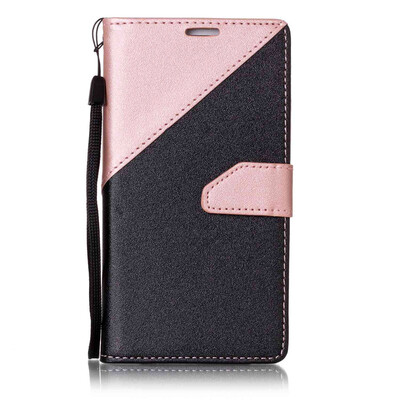 

Black + rose gold Design PU Leather Wallet Case Classic Flip Cover with Stand Function and Credit Card Slot for Samsung Galaxy S6