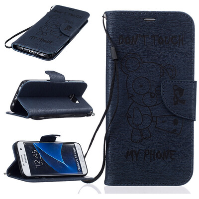 

Темно-синий медведь Стиль Тиснение Классический откидная крышка с подставкой Функция и слот кредитной карты для SAMSUNG Galaxy S7 Edge