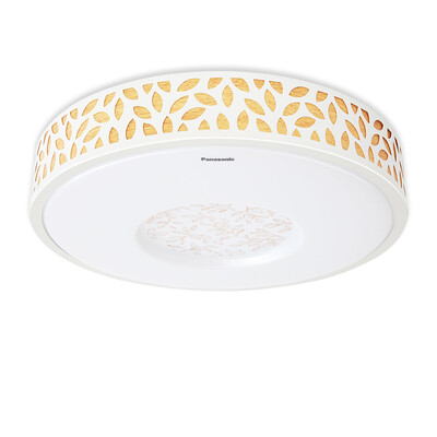 

Panasonic Panasonic LED Ceiling Light Stencil Dimming Bedroom Lamp Study Lamp Iron Lamp Round HHLA1779 21W Leaf Series Wooden Color