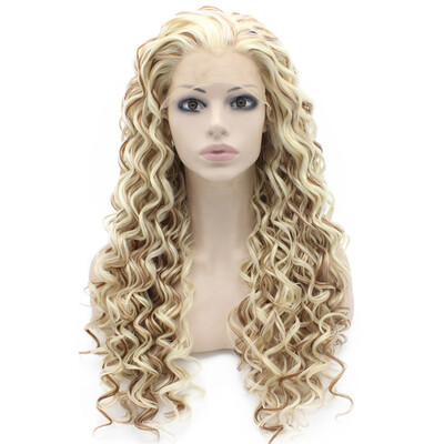 

Iwona Synthetic Hair Lace Front Long Curly Blond Auburn Two Tone Wig