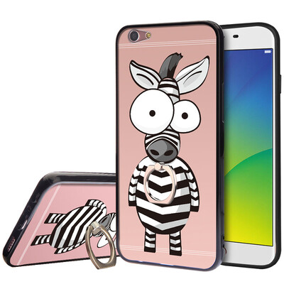 

KOOLIFE OPPOR9SPLUS phone case protective cover phone case ring buckle bracket soft shell oppo r9s plus creative bracket cartoon painted shell shatter-resistant shell zebra