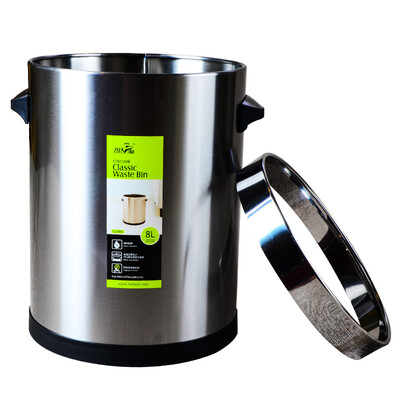 

Feida three and stainless steel round ring classic trash can (8L) silver G2480-1
