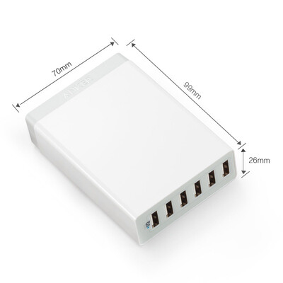 

Anker Anke 60W6 порт USB Apple телефон зарядное устройство / многопортовый зарядное устройство / зарядная головка / адаптер питания USB 6-портовый 12A быстрый заряд поддержки Apple Andrews телефон плоский белый