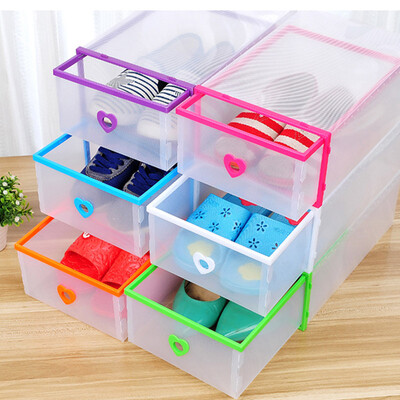 

Jingdong supermarket] green reed transparent shoe box thick drawer combination of plastic storage box male models 6 loaded white