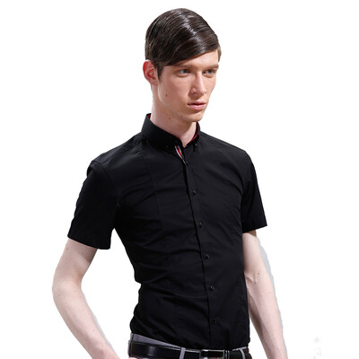 

RXT воротник мужчин рубашка с коротким рукавом Slim no карманная рубашка CSY4B025 черный 42